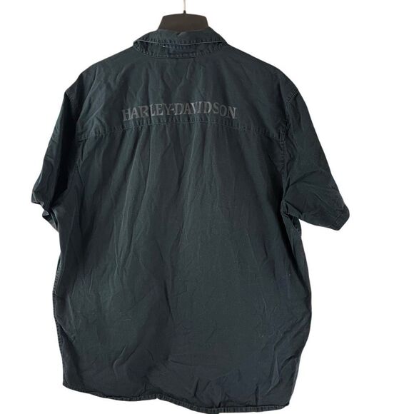 Harley Davidson Mens Black Button Down Shirt Short Sleeve Motorcycles Skull 2XL - Picture 2 of 6